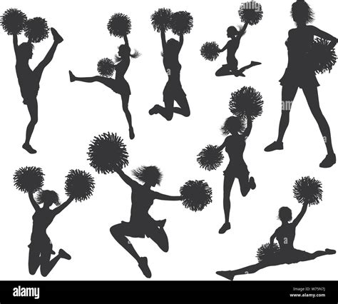 Cheerleader Pom Poms Silhouettes Stock Vector Image & Art - Alamy