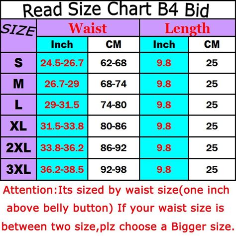 Elastic Waist Size Chart | Printable Templates Free