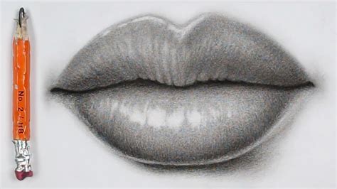 How to Draw LIPS Using a SCHOOL Pencil - RapidFireArt