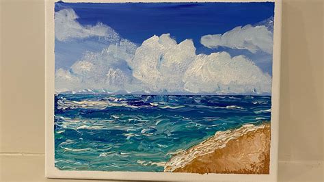 Easy Seascape Beach painting in Acrylics | Ocean painting| waves | For ...