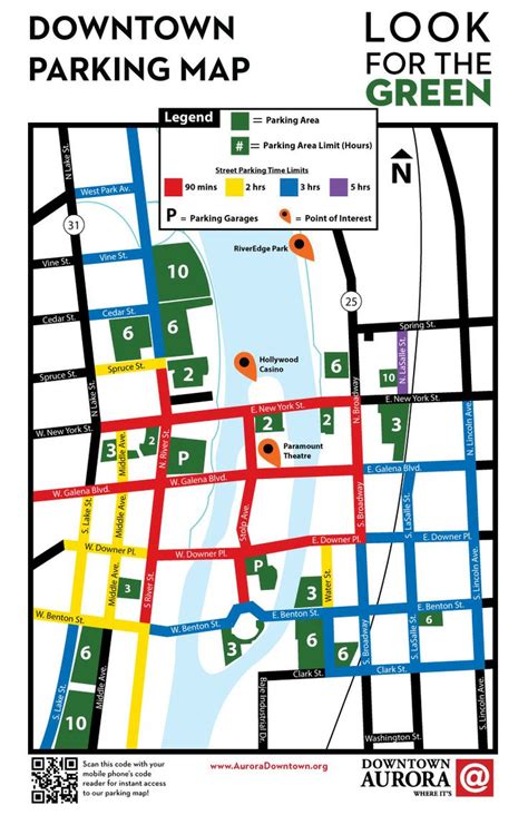 Parking map for downtown Aurora, IL | Map, Downtown, Aurora