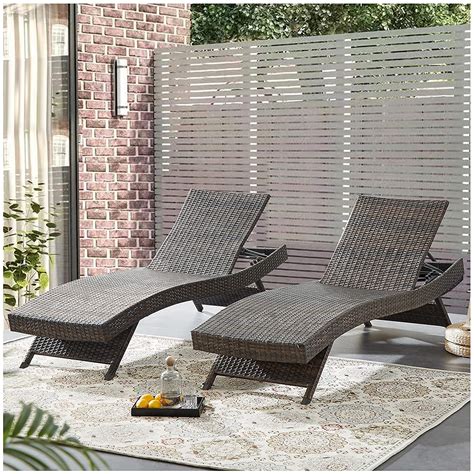 Asifom 79'' Long Reclining Chaise Lounge Set (Set of 2), Outdoor Wicker ...