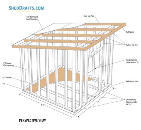 8×8 Sloped Roof Shed Plans