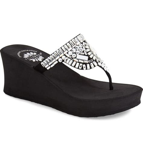 Yellow Box Premium 'Malayan' Crystal Embellished Wedge Sandal (Women ...