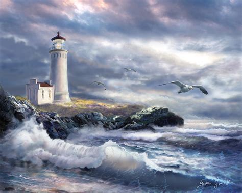 Lighthouse Storm Painting at PaintingValley.com | Explore collection of ...