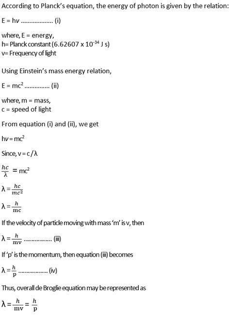 de Broglie equation, derivation, and its Significance - Chemistry Notes