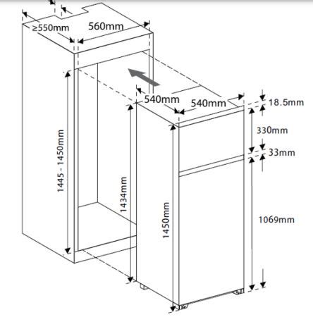 Built in Fridge with top mounted freezer - Comfortek