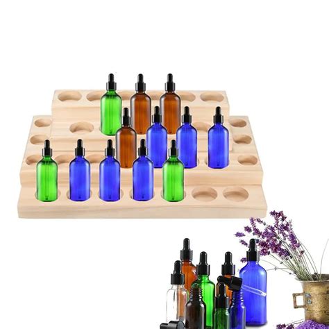 Wooden Essential Oil Bottle Display Rack Multi step perfume oil Storage ...