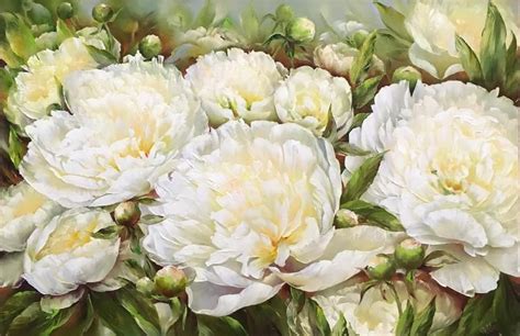 White peony painting Peonies painting White flowers painting | Etsy ...