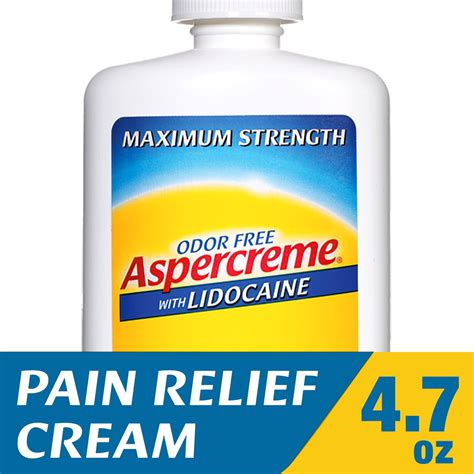 Aspercreme with Lidocaine Maximum Strength Pain Relief Cream, 4.7 oz ...