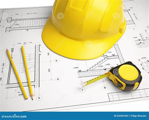 Architectural Drawings with Construction Tools Stock Illustration ...