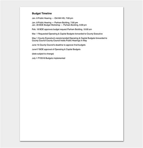 Budget Timeline Template - 16+ Free (For Word, Excel & PDF Format)