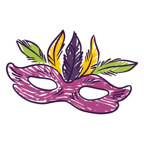 Diseño PNG Y SVG De Máscara De Mardi Gras Dibujada A Mano De Color Para ...