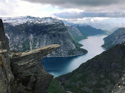 The view after a 12 hour hike overlooking Lake Ringedalsvatnet from ...