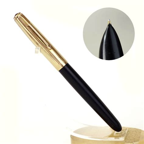 Buy Vintage parker 51 black barrel fountain pen with 14K gold F nib