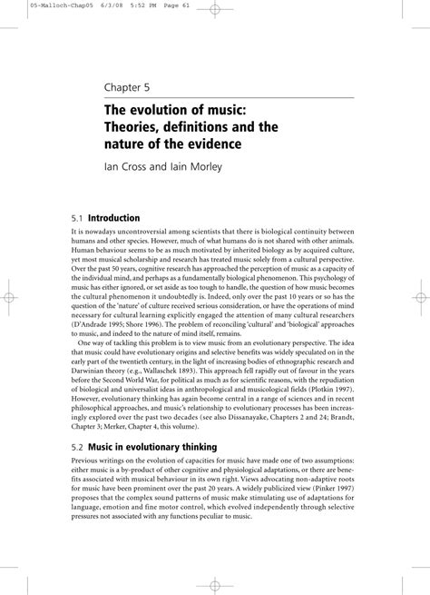 (PDF) The evolution of music: Theories, definitions and the nature of ...