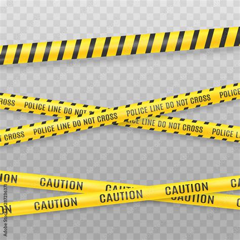 Yellow police tape isolated on transparent background. Crime scene tape ...