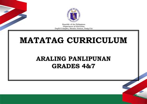 Matatag Curriculum Guide Araling Panlipunan Grade 4 To Grade 10 ...