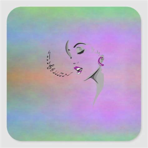 Singing a Song Design Square Sticker | Zazzle | Singing drawing ...