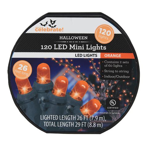 Way To Celebrate Halloween 120-Count LED Mini Lights, Orange - Walmart ...