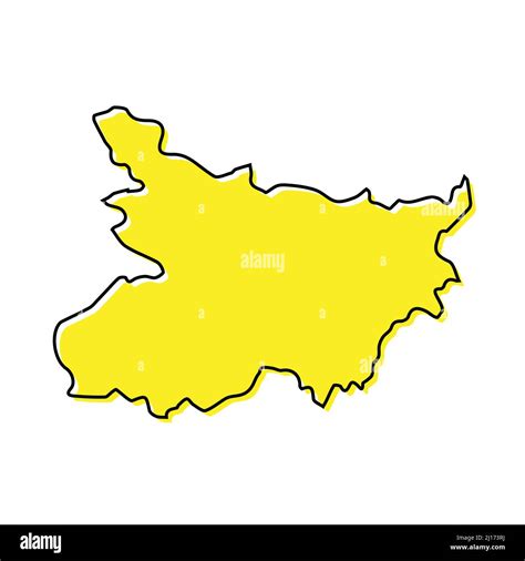 Simple outline map of Bihar is a state of India. Stylized minimal line ...