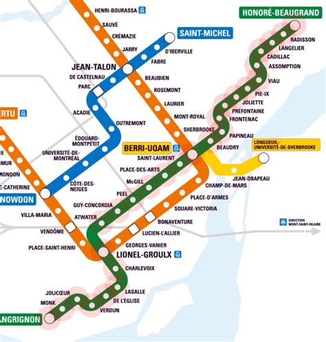 Green Line map - Montreal metro