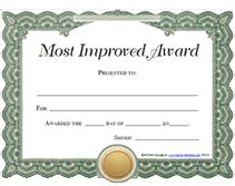 Free Printable Most Improved Awards Certificates Templates