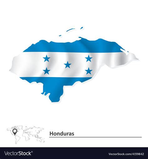 Map of Honduras with flag Royalty Free Vector Image