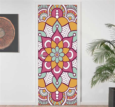 Colorful mandala glass door sticker - TenStickers