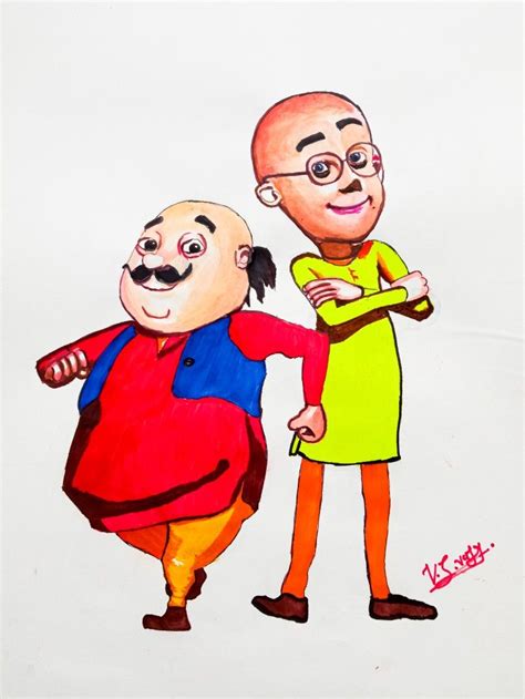 Motu Patlu Painting | Drawing cartoon characters, Cute cartoon drawings ...