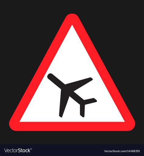 Low flying aircraft sign flat icon Royalty Free Vector Image