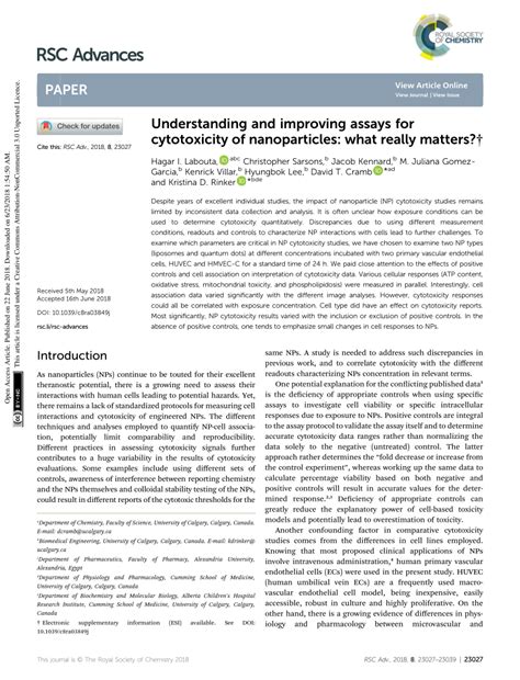 (PDF) Understanding and improving assays for cytotoxicity of ...