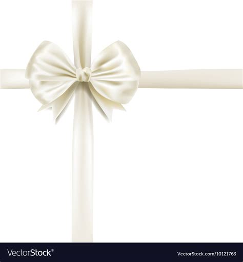 White silky bow ribbon Royalty Free Vector Image