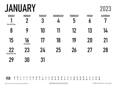 Printable Small Calendar 2023 - Time and Date Calendar 2023 Canada