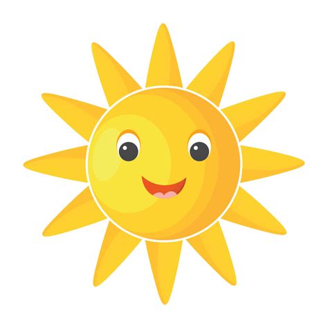 Cute cartoon happy sun with face isolated on white background. Summer ...