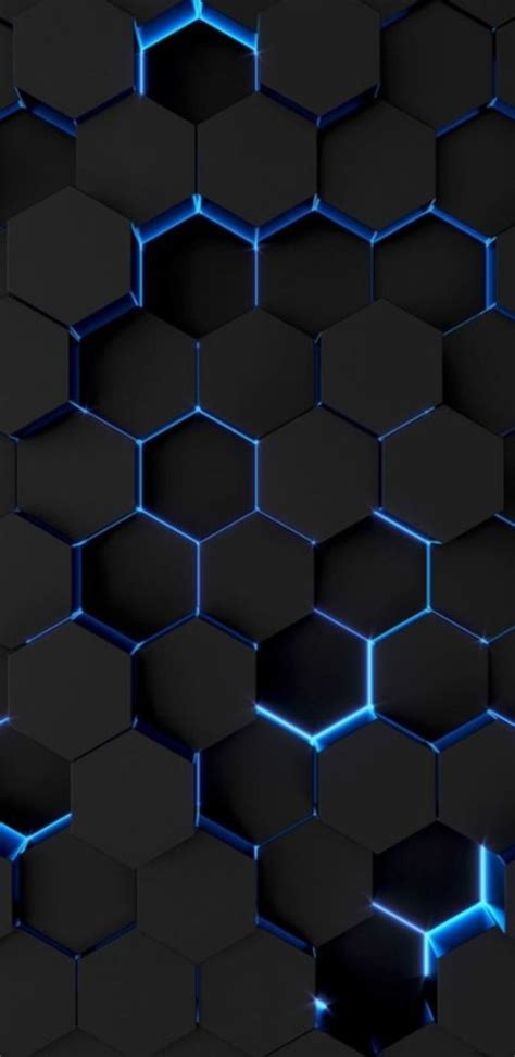 Hexagon Surface Black And Blue Wallpaper, Black Phone Wallpaper, Galaxy ...