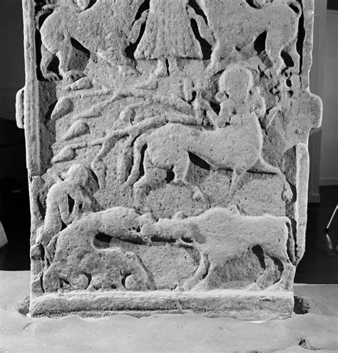 Back detail of Meigle no.2 Pictish cross slab on display in Meigle ...