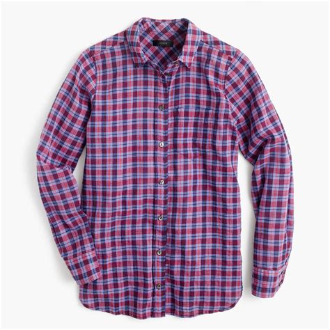 Boy shirt in purple twilight plaid : | J.Crew | Purple plaid shirt ...