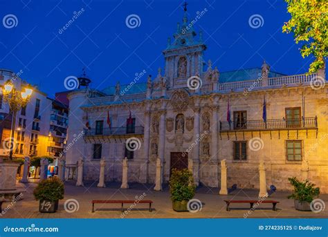 Night View of the University of Valladolid in Spain Stock Image - Image ...