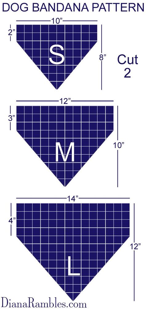 Dog Bandana Pattern Size Chart | Dog bandana pattern, Dog sewing ...