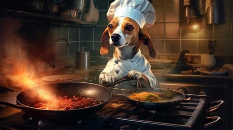 Premium AI Image | Chef dog cooking