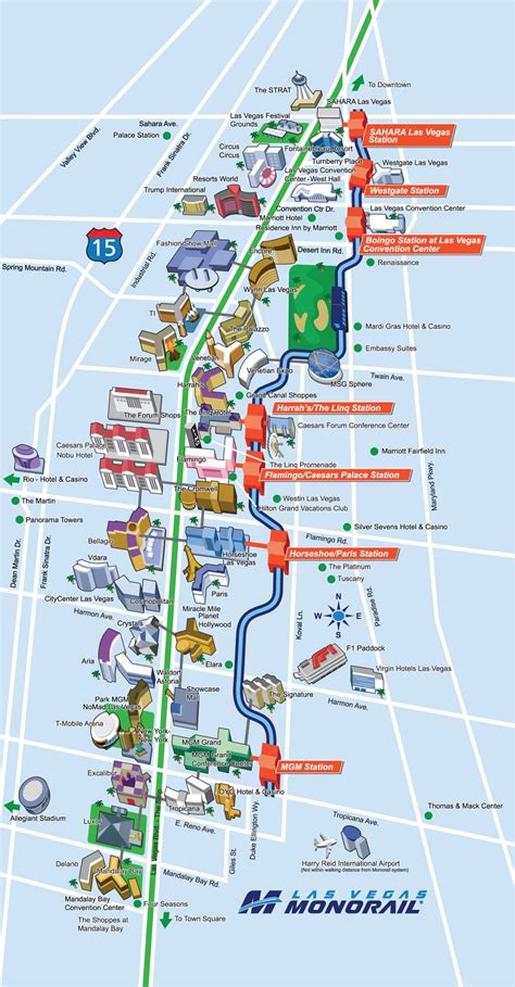 Luxury for Less Official Route Map of the Las Vegas Monorail, bellagio ...