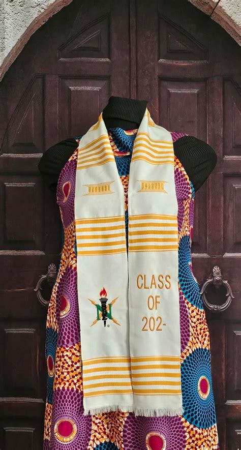 NSBE Black Torch Logo 2024 White Kente Stoles | African Imports