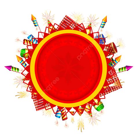 Happy Diwali Red Design With Fire Crackers And Firework Elements ...