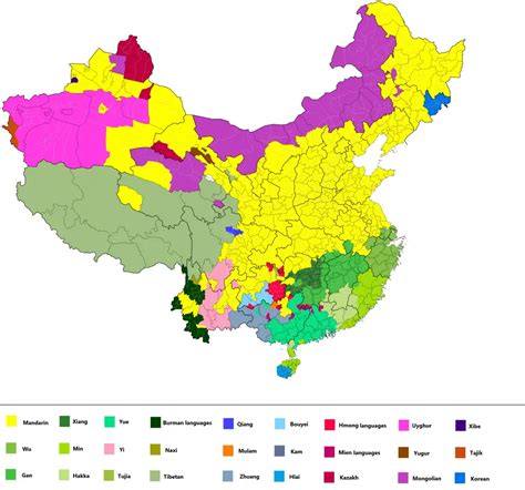 Map of languages spoken in China - Vivid Maps