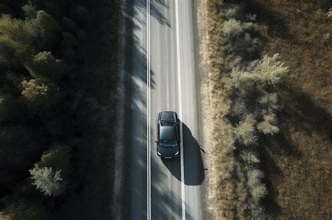 Premium AI Image | Aerial view of a car on the road