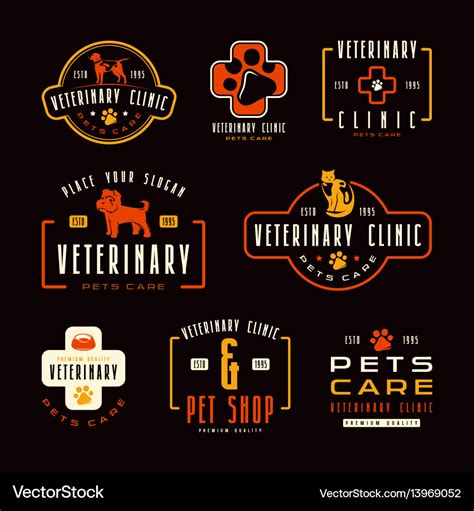 Set of veterinary clinic labels Royalty Free Vector Image