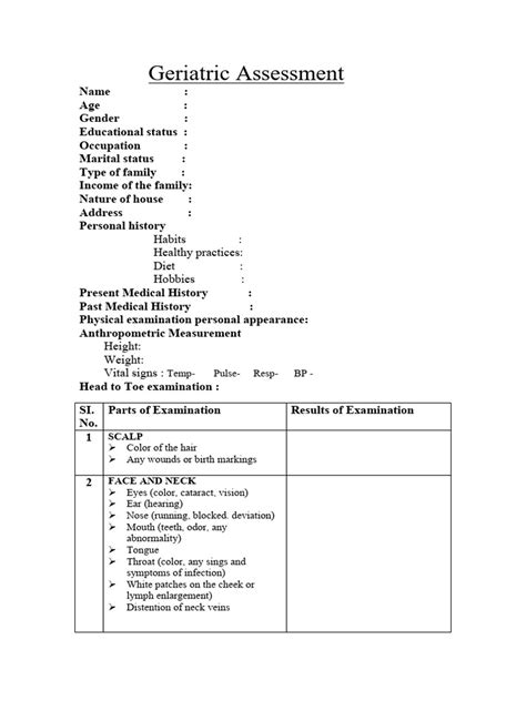 Geriatric Assessment 2 | PDF