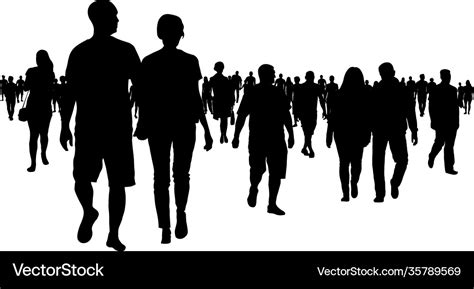 Crowd people walking silhouette Royalty Free Vector Image