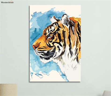 Buy Abstract Tiger Watercolor Teakwood Canvas Art Online in India at ...